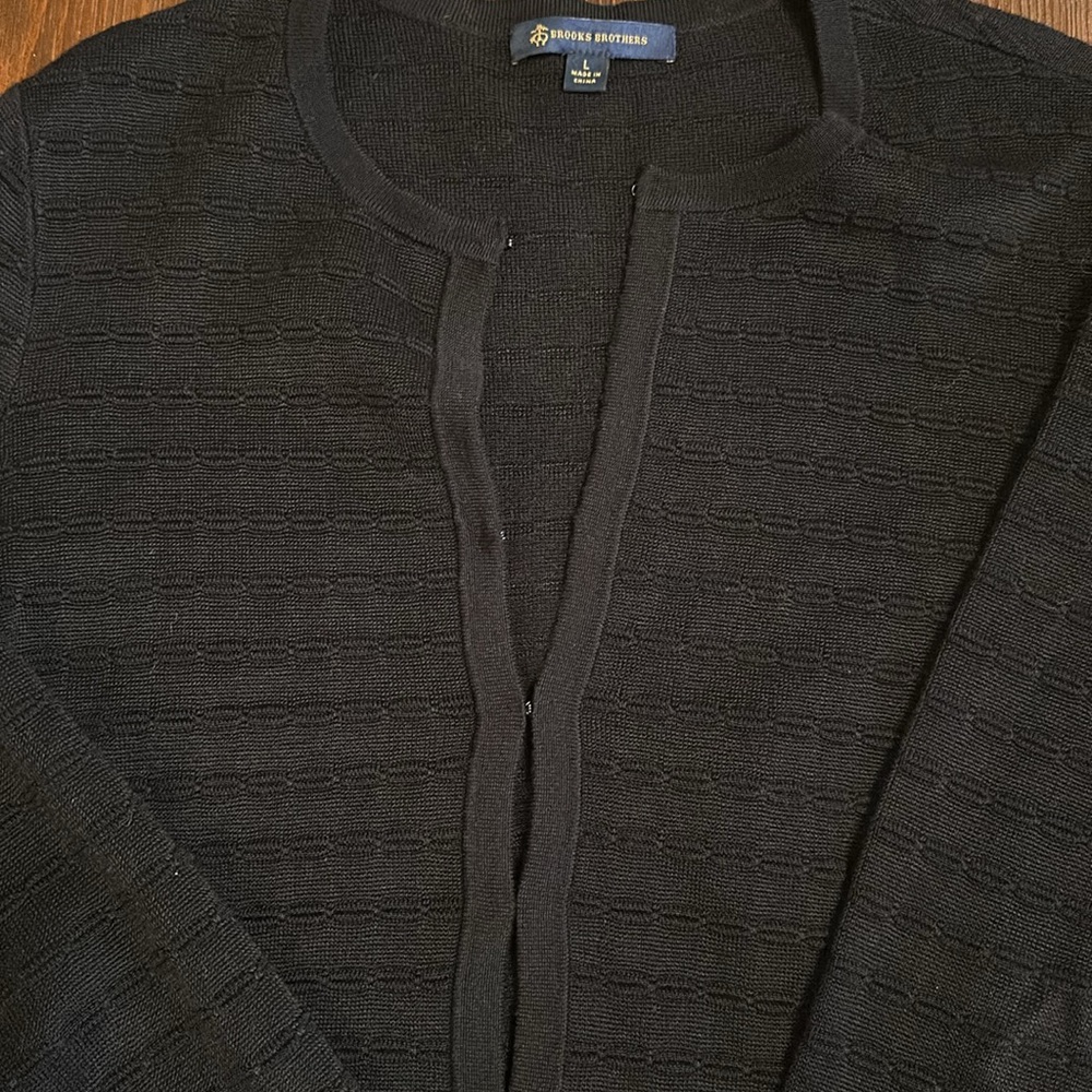 Brooks Brothers Hook and Eye Black Cardigan Sweater - Picture 4 of 8